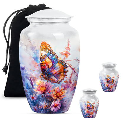 Purple Meadow themed classic butterfly urn for cremation