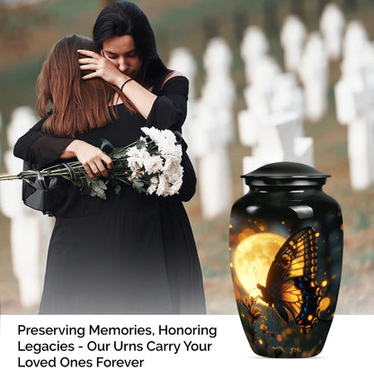 Classic 10 inch butterfly urn in Purple Meadow theme.