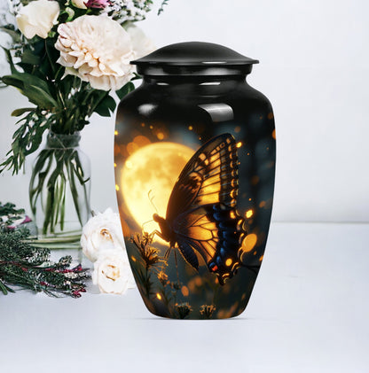 Classic 10 inch butterfly urn in Purple Meadow theme.