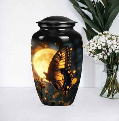 Classic 10 inch butterfly urn in Purple Meadow theme.