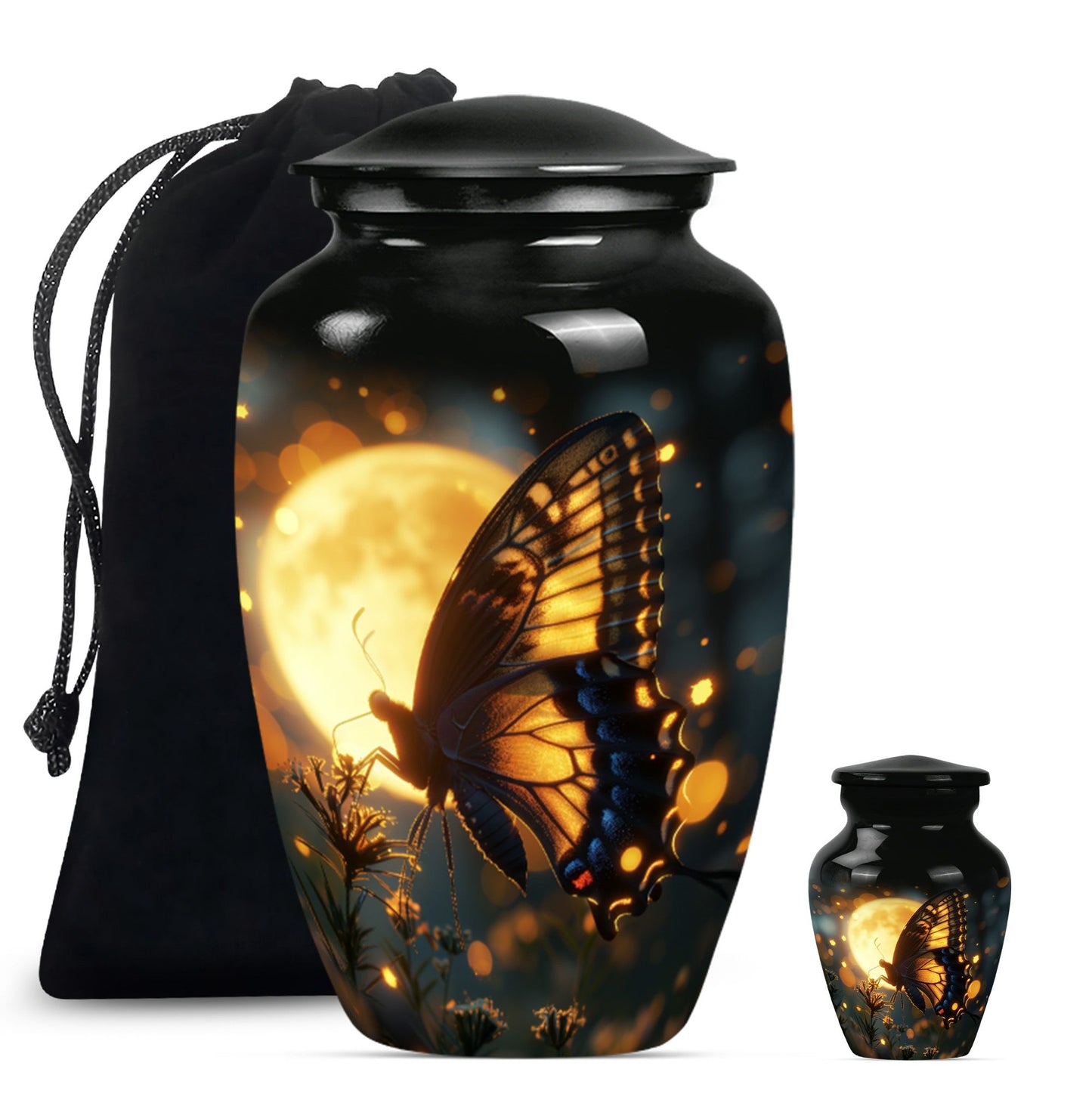 Classic 10 inch butterfly urn in Purple Meadow theme.