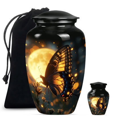 Classic 10 inch butterfly urn in Purple Meadow theme.