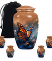 10-inch classic butterfly urn in purple meadow theme.