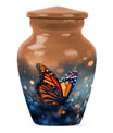 10-inch classic butterfly urn in purple meadow theme.