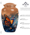 10-inch classic butterfly urn in purple meadow theme.