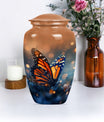 10-inch classic butterfly urn in purple meadow theme.