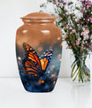 10-inch classic butterfly urn in purple meadow theme.