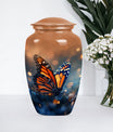10-inch classic butterfly urn in purple meadow theme.