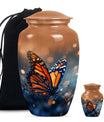 10-inch classic butterfly urn in purple meadow theme.