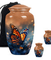 10-inch classic butterfly urn in purple meadow theme.