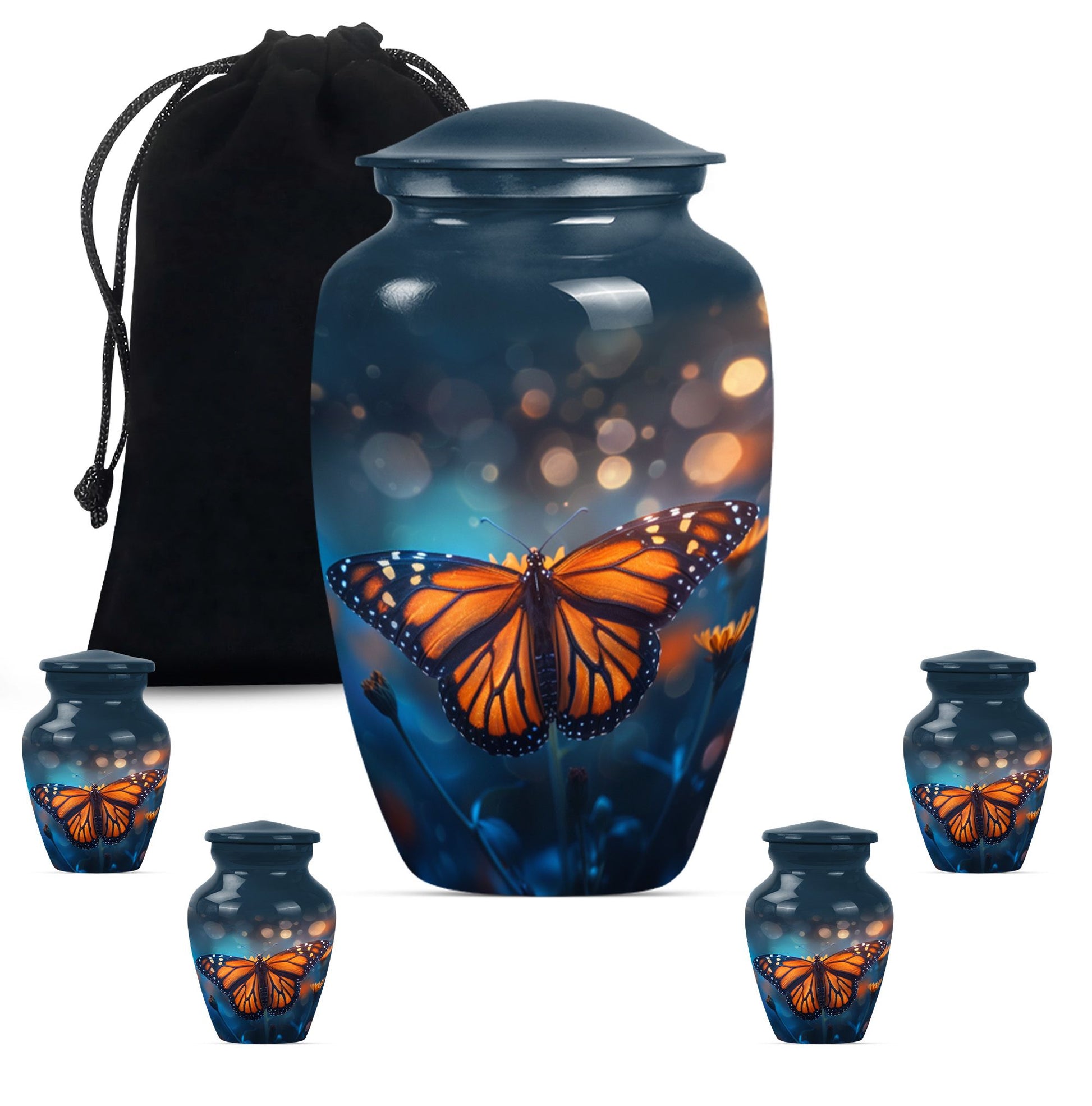10-inch classic butterfly urn with wolf 
