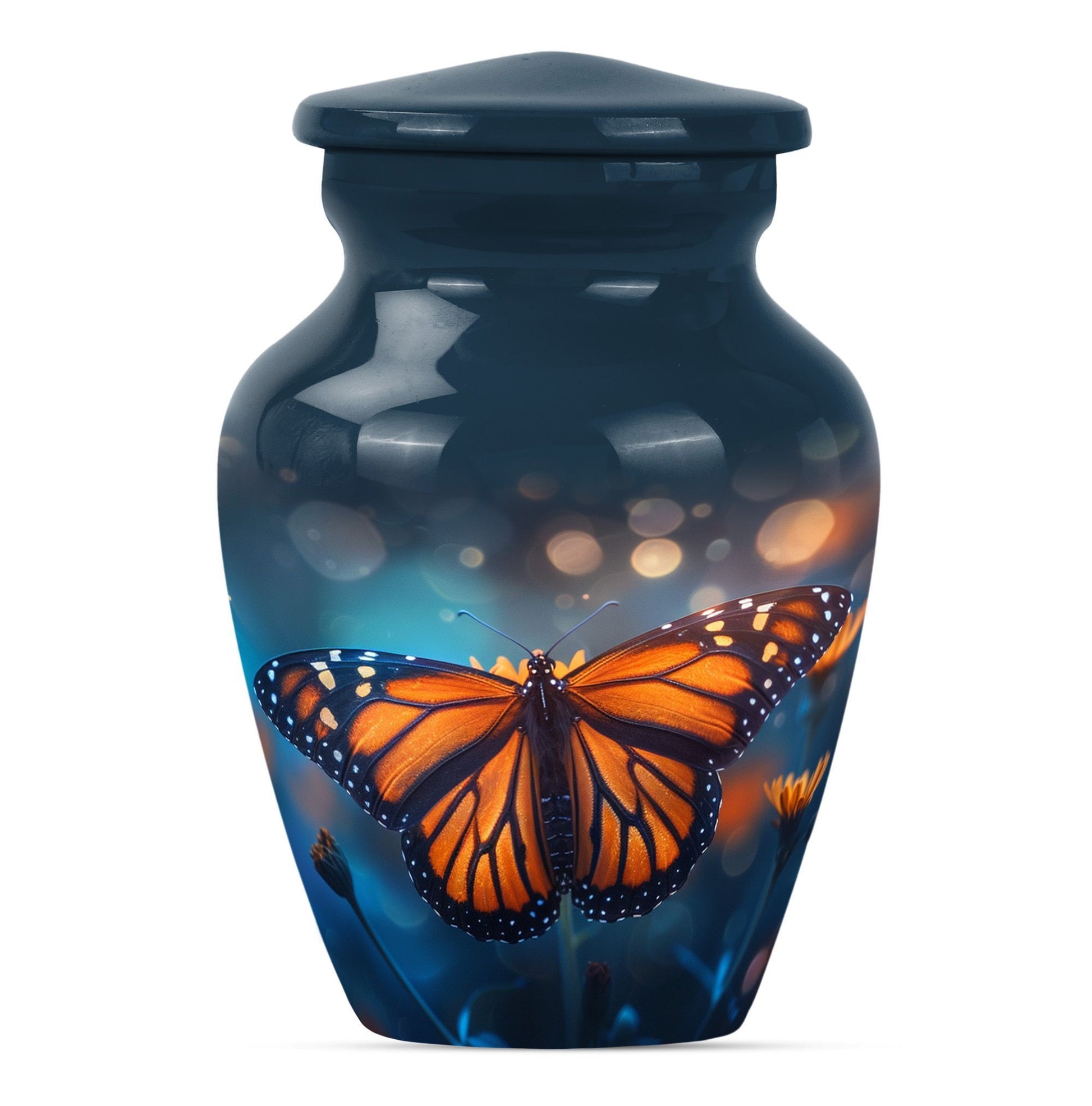 10-inch classic butterfly urn with wolf 