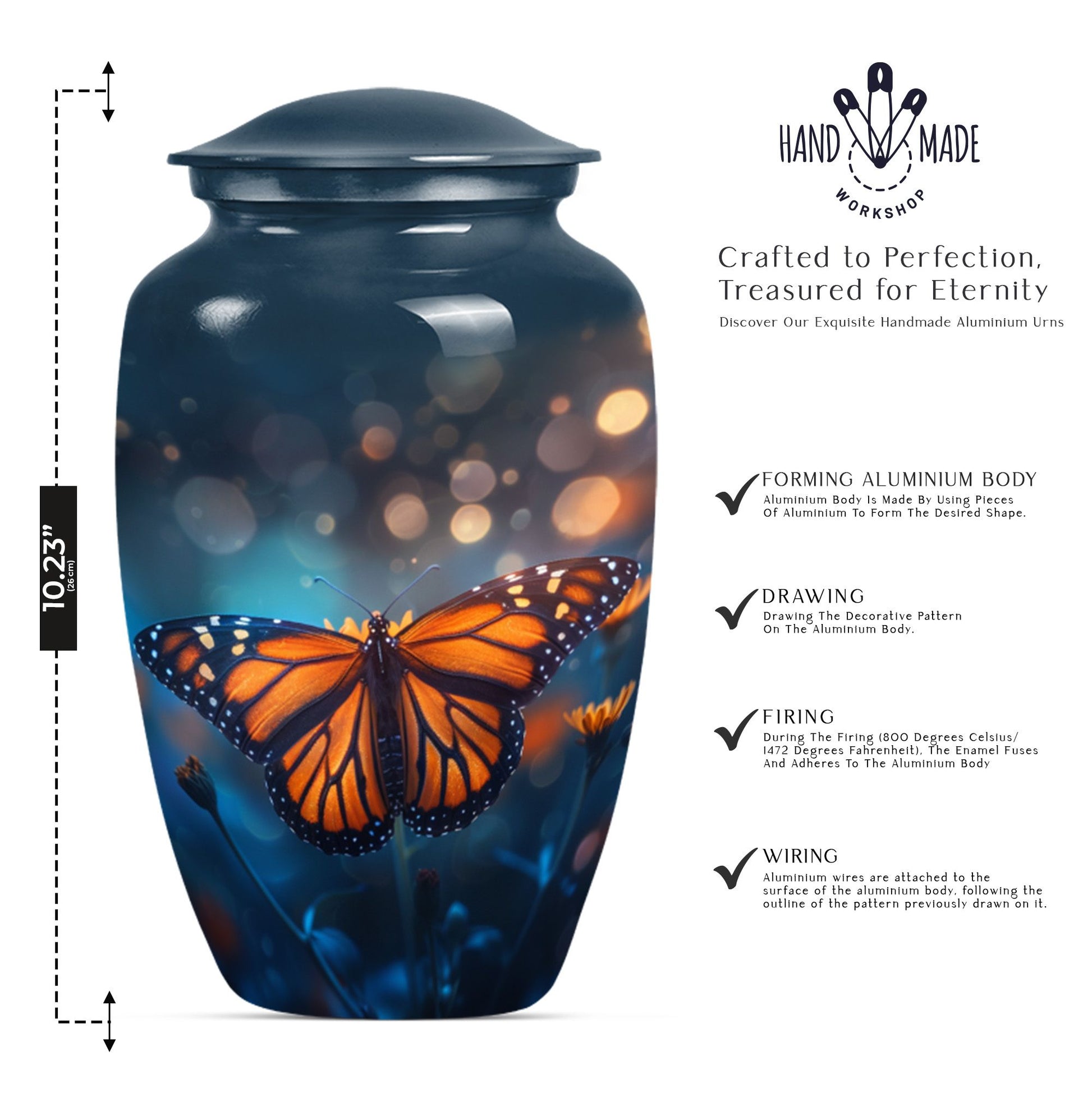 10-inch classic butterfly urn with wolf 