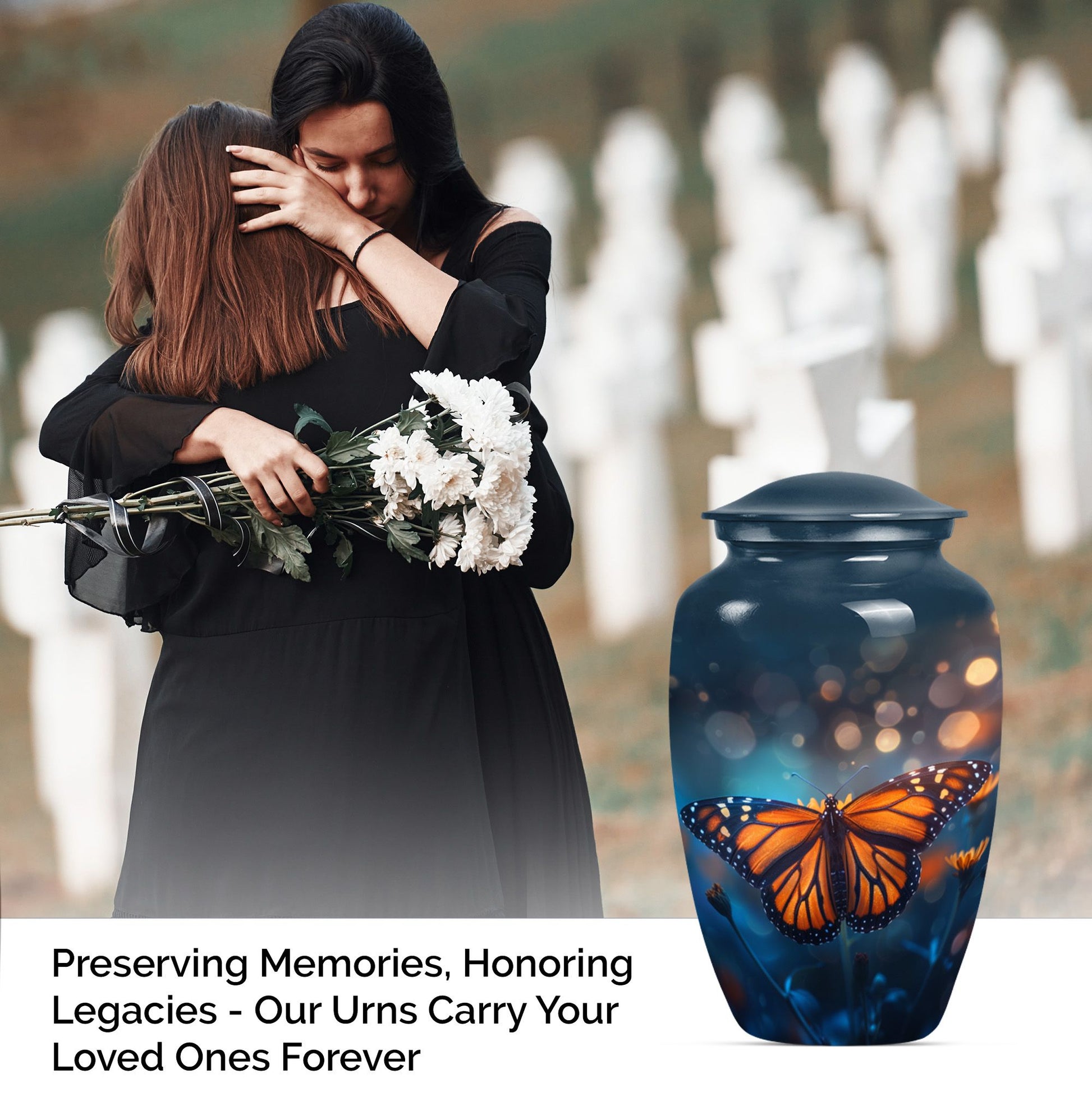 10-inch classic butterfly urn with wolf 