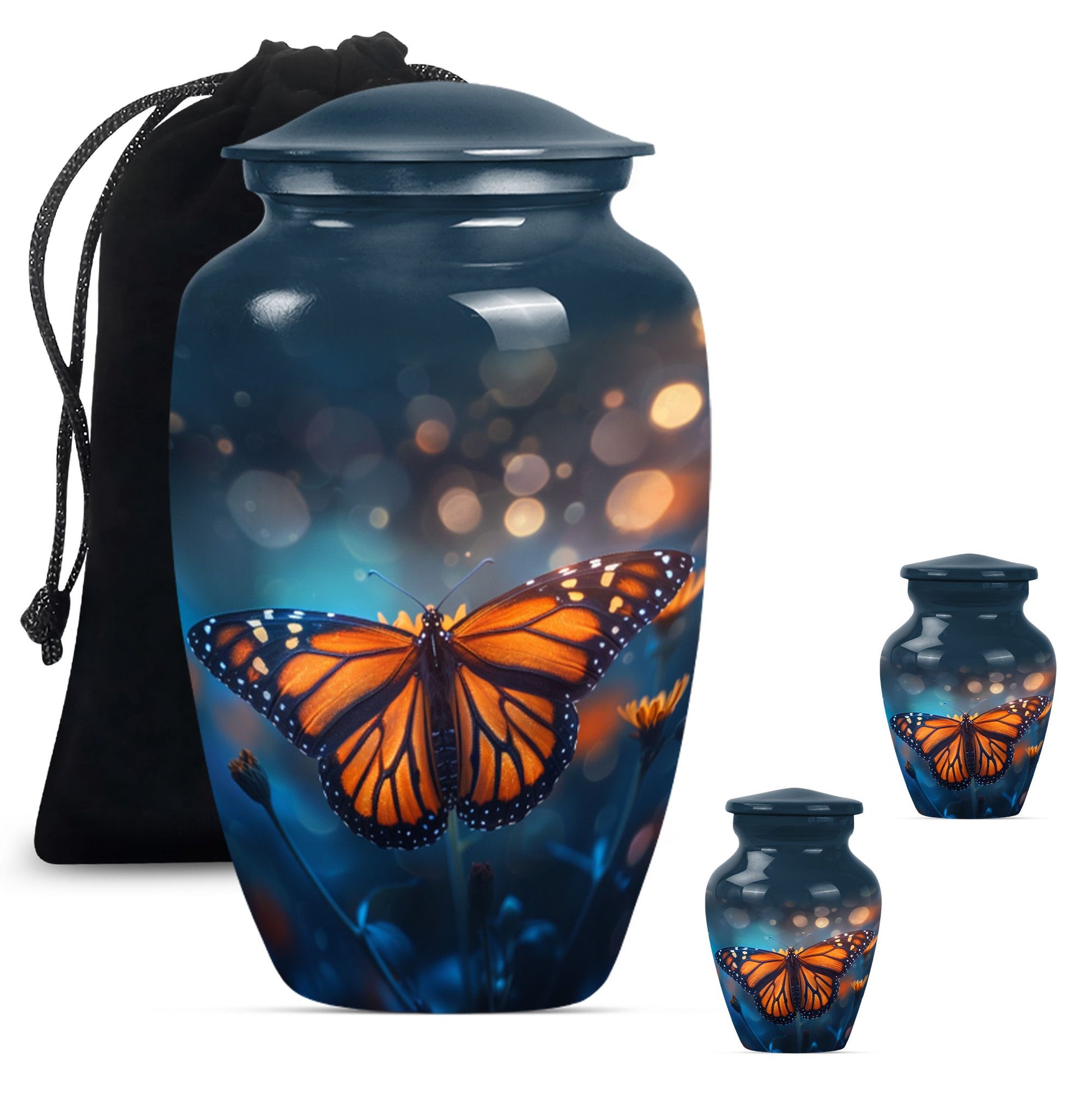 10-inch classic butterfly urn with wolf 