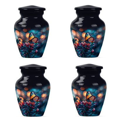 Butterfly themed funeral burial urn, 10-inch aluminium