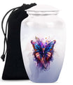 10-inch butterfly urn featuring a howling wolf theme