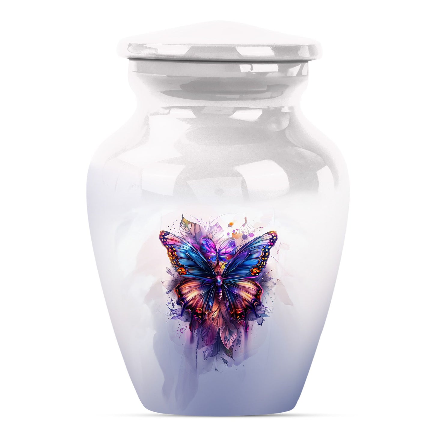 10-inch butterfly urn featuring a howling wolf theme