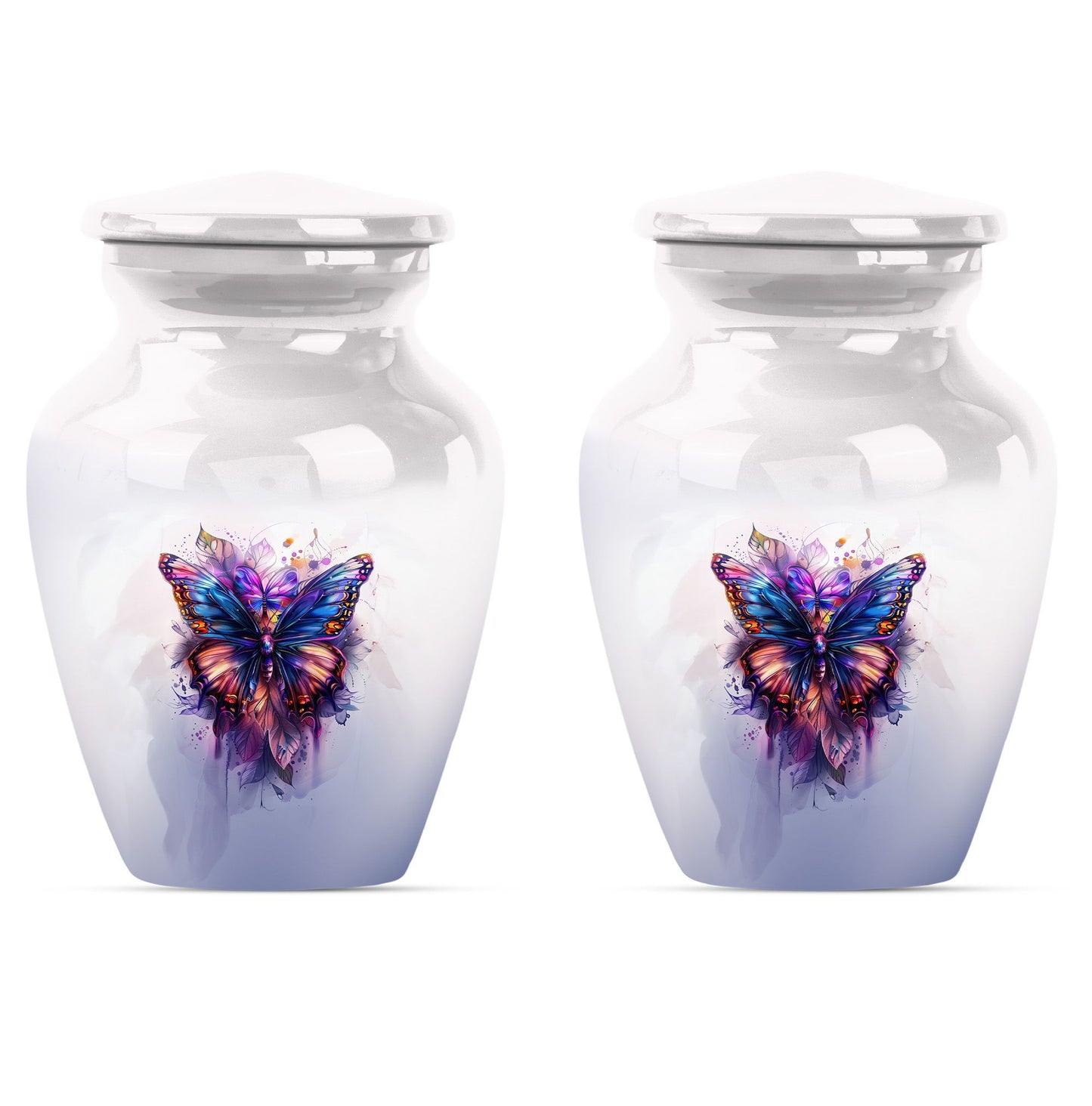 10-inch butterfly urn featuring a howling wolf theme