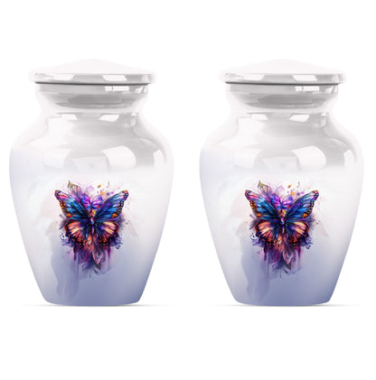 10-inch butterfly urn featuring a howling wolf theme
