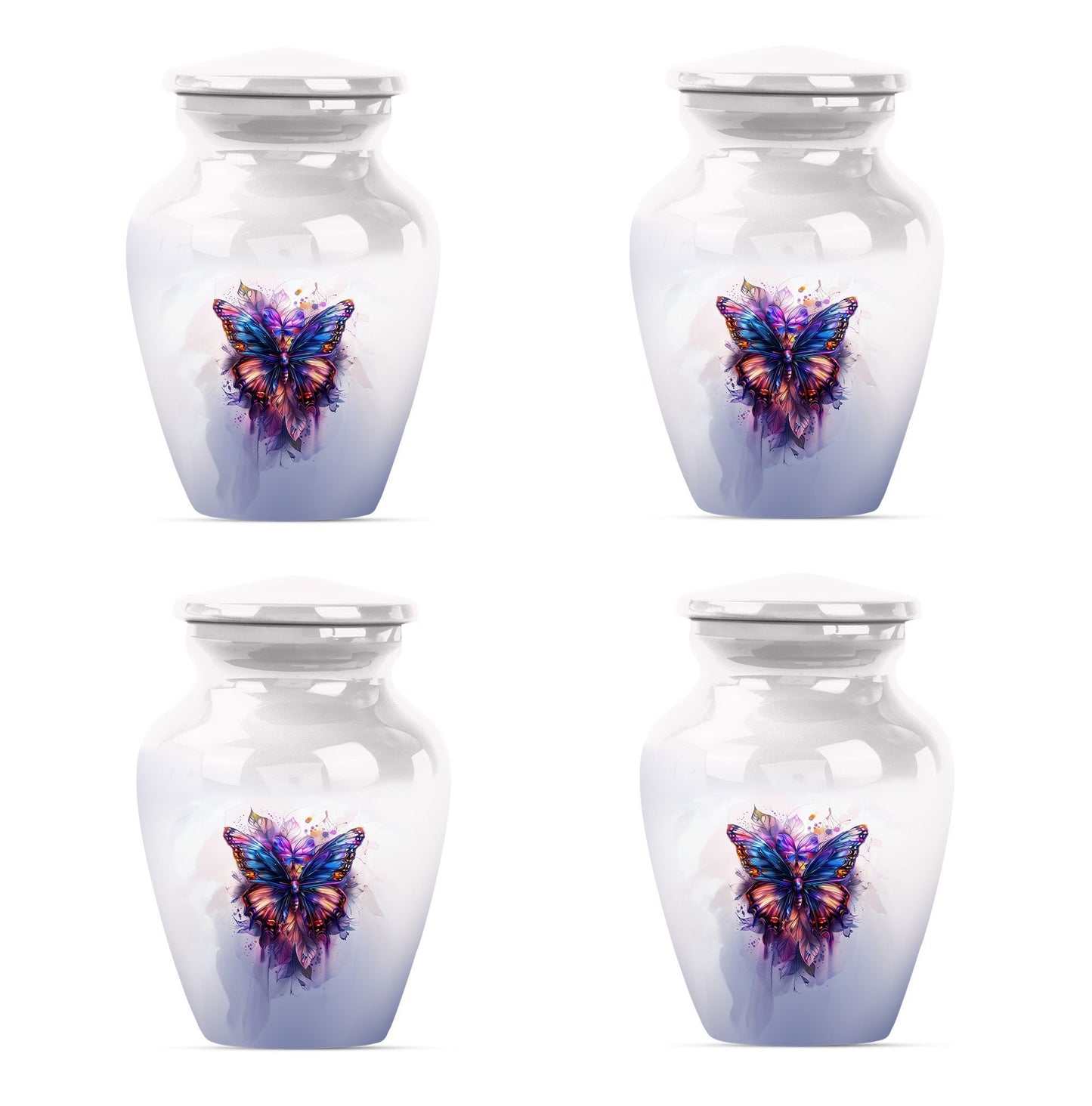 10-inch butterfly urn featuring a howling wolf theme
