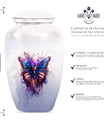 10-inch butterfly urn featuring a howling wolf theme