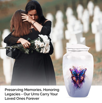 10-inch butterfly urn featuring a howling wolf theme