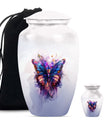 10-inch butterfly urn featuring a howling wolf theme