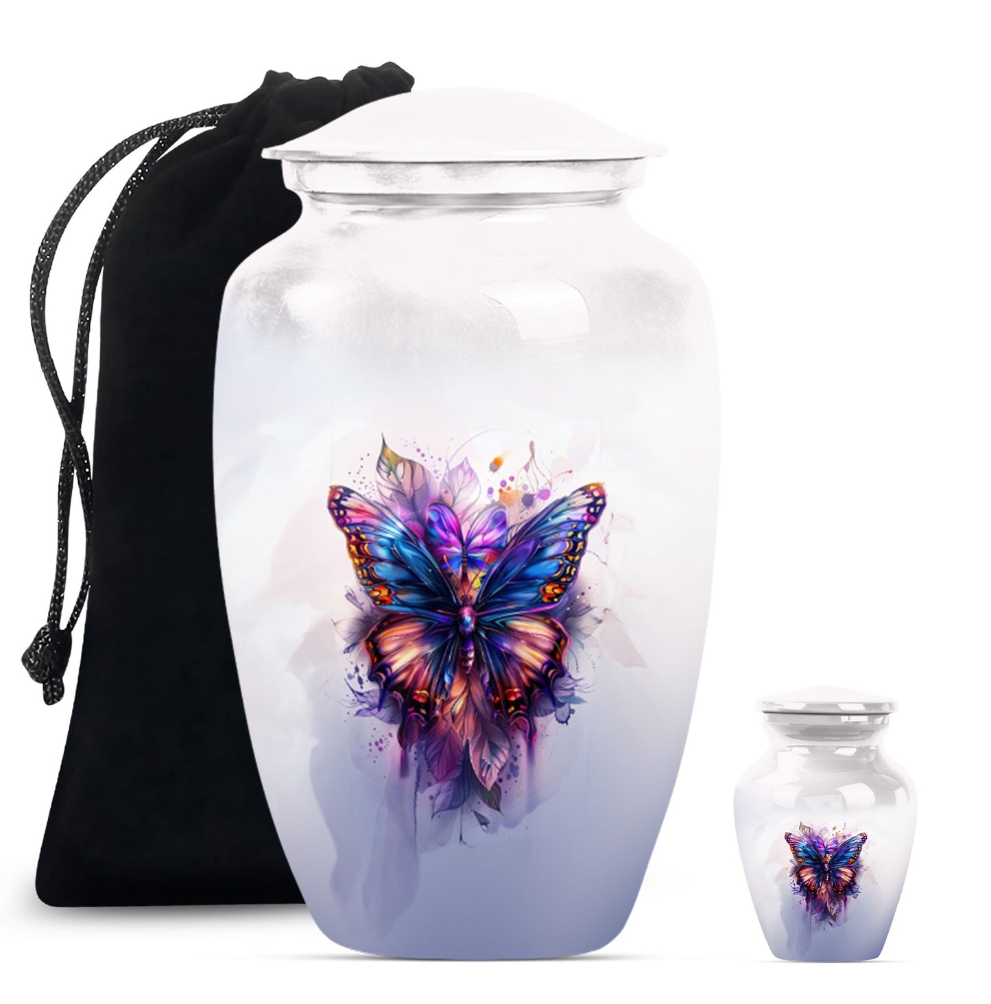 10-inch butterfly urn featuring a howling wolf theme