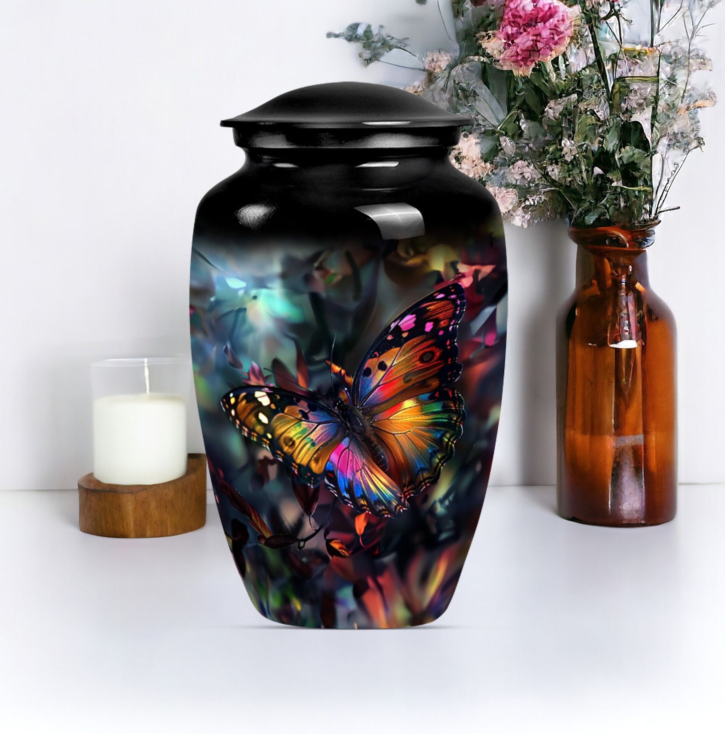 urn with wolf howling 