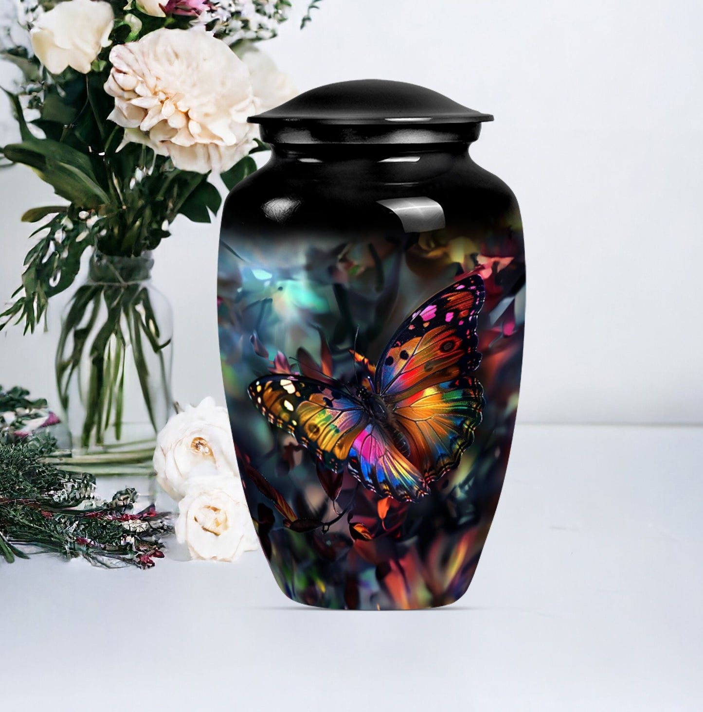 urn with wolf howling 