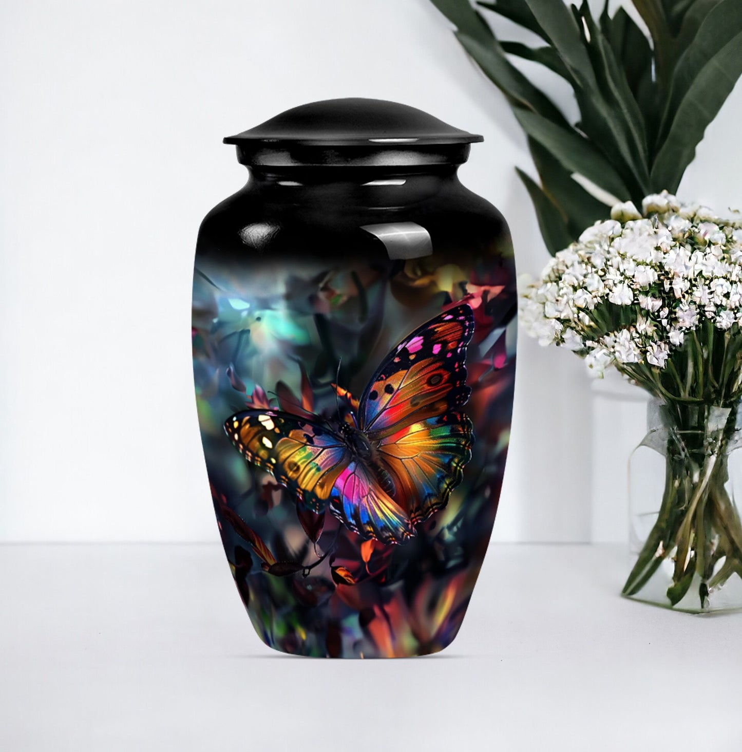 urn with wolf howling 