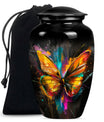 Elegant 10-inch butterfly-themed urn for adult female ashes.