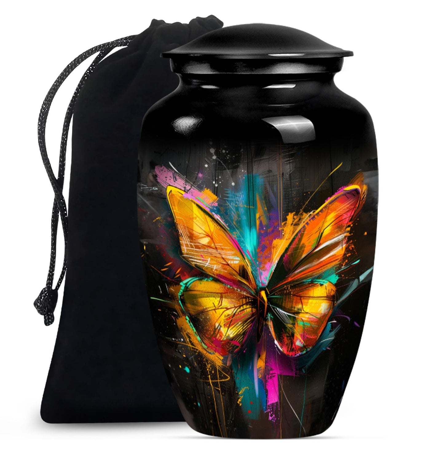 Elegant 10-inch butterfly-themed urn for adult female ashes.