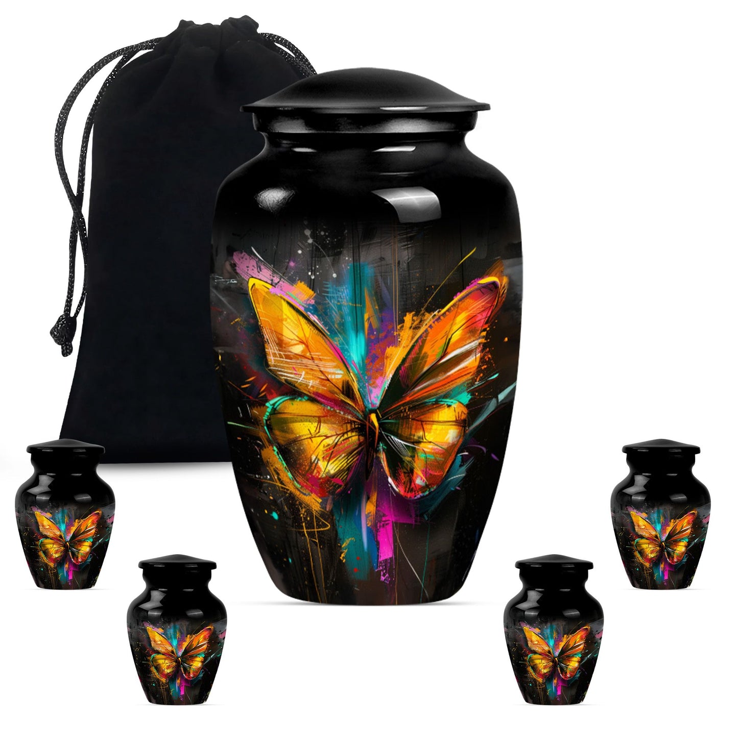 Elegant 10-inch butterfly-themed urn for adult female ashes.
