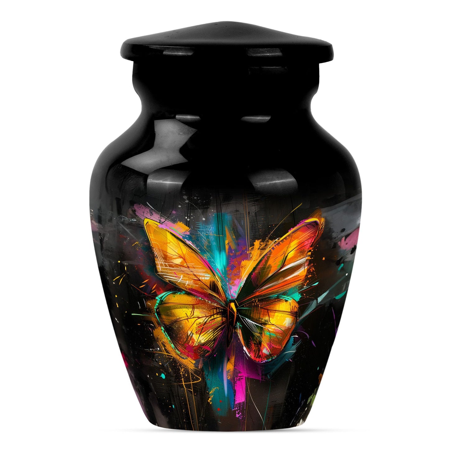 Elegant 10-inch butterfly-themed urn for adult female ashes.