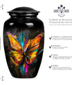 Elegant 10-inch butterfly-themed urn for adult female ashes.