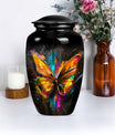 Elegant 10-inch butterfly-themed urn for adult female ashes.