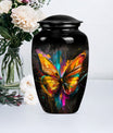 Elegant 10-inch butterfly-themed urn for adult female ashes.
