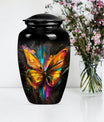 Elegant 10-inch butterfly-themed urn for adult female ashes.
