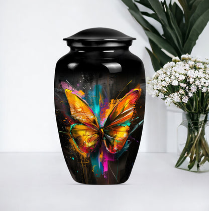 Elegant 10-inch butterfly-themed urn for adult female ashes.