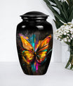 Elegant 10-inch butterfly-themed urn for adult female ashes.