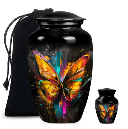 Elegant 10-inch butterfly-themed urn for adult female ashes.
