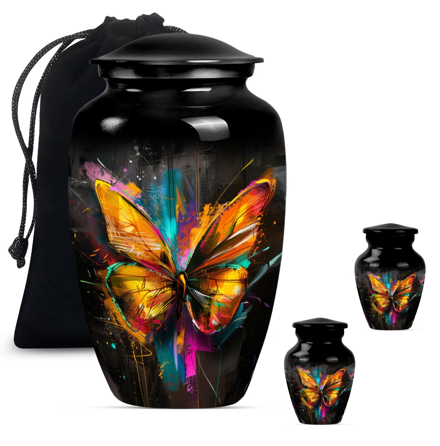 Elegant 10-inch butterfly-themed urn for adult female ashes.