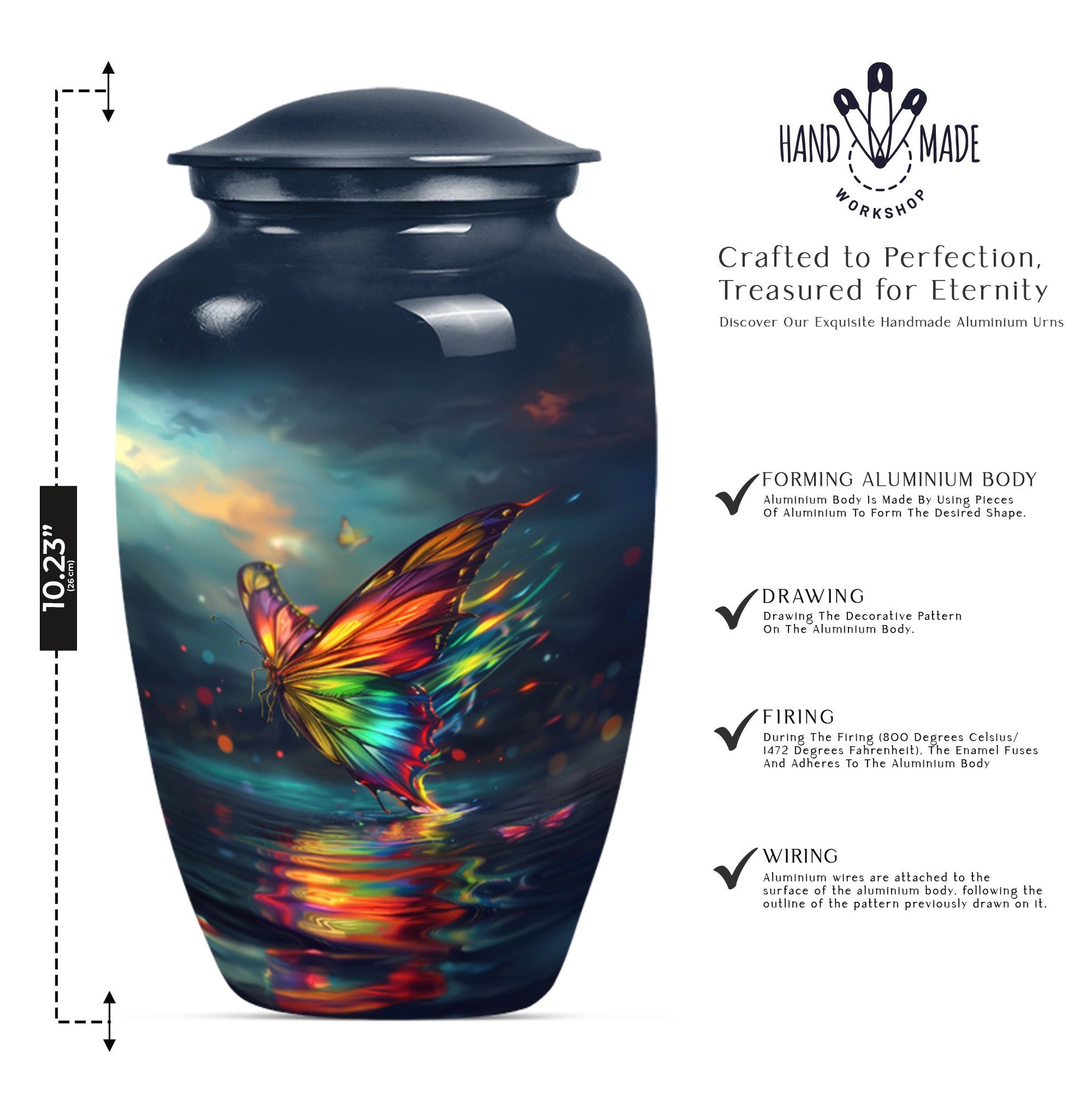 10-inch butterfly urn for male adult ashes 