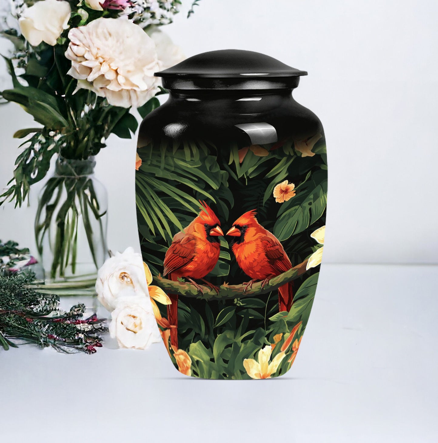 cardinal bird urn