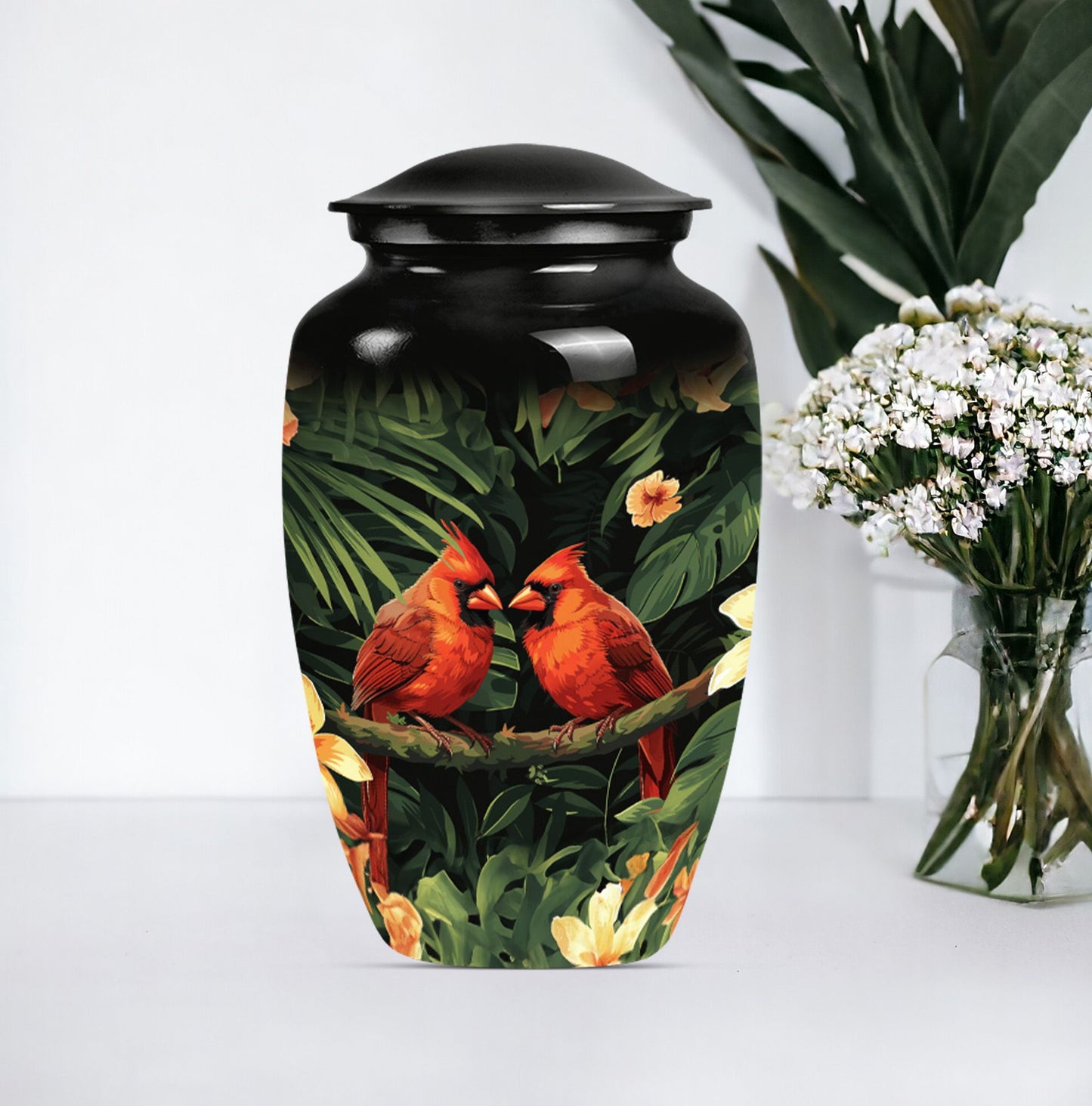 cardinal bird urn