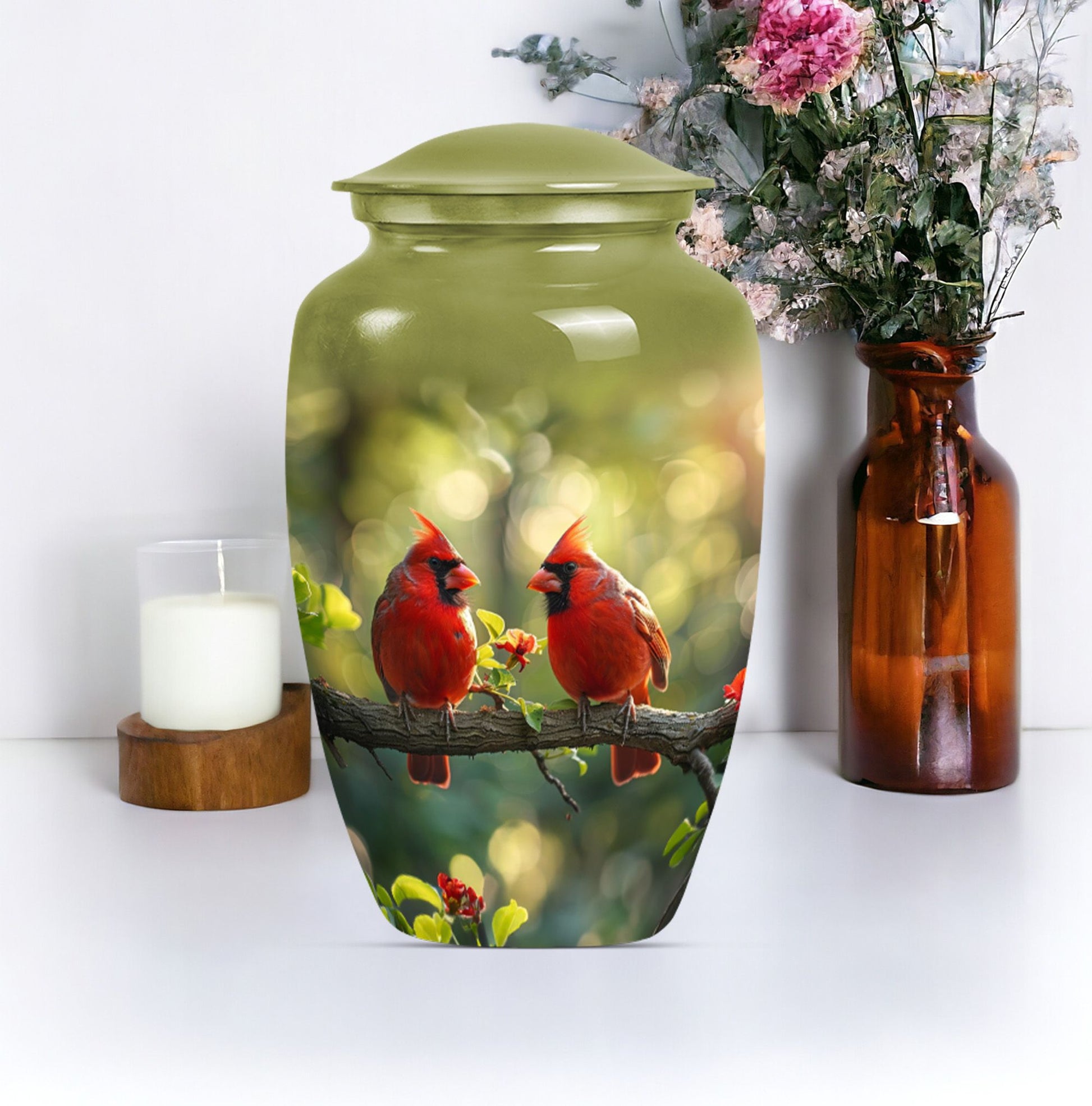 classic aluminium urn featuring a howling wolf design.