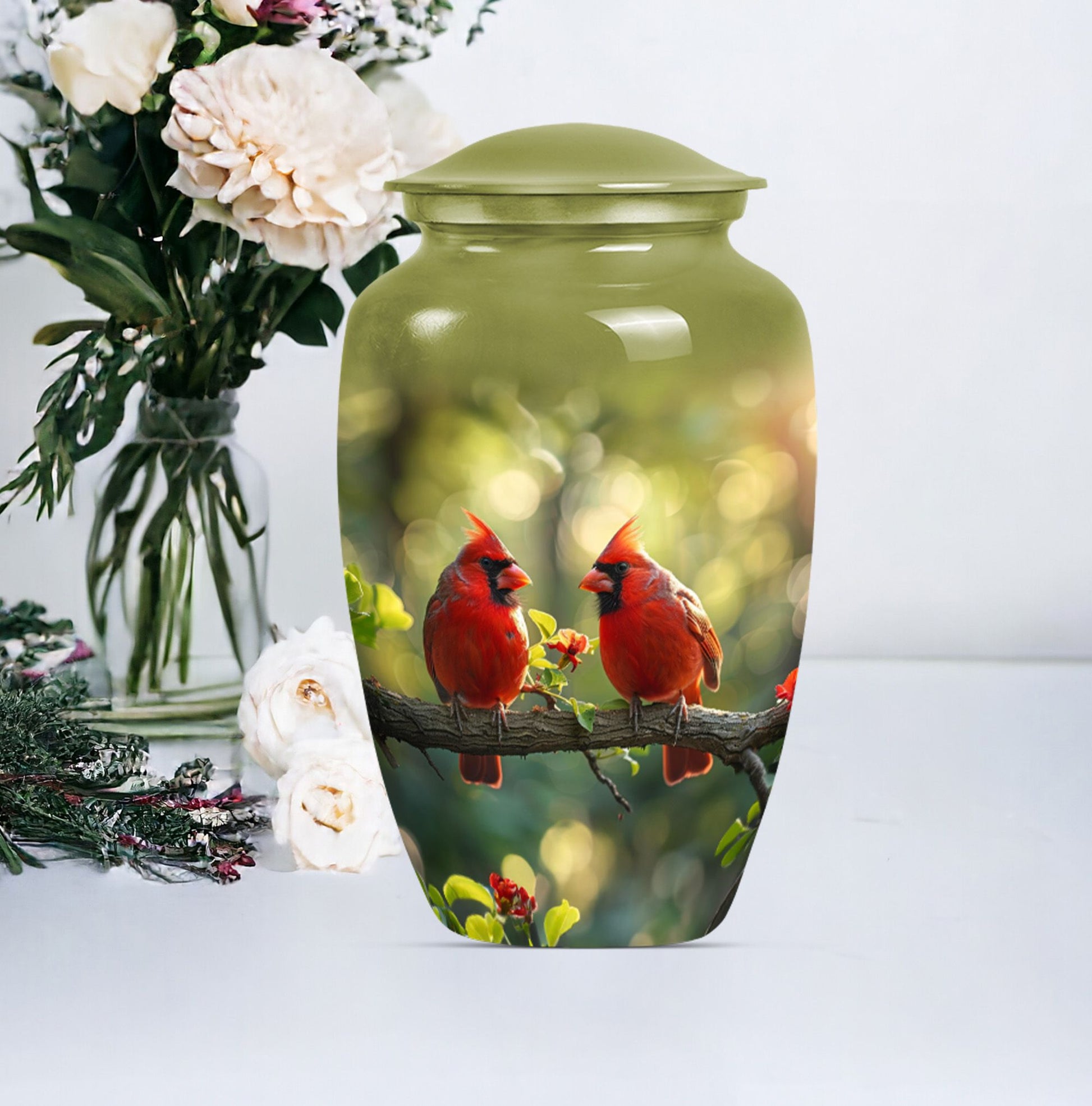 classic aluminium urn featuring a howling wolf design.