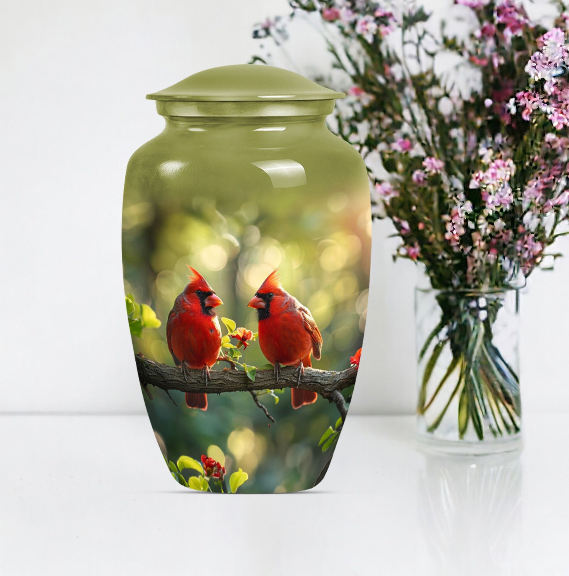 classic aluminium urn featuring a howling wolf design.